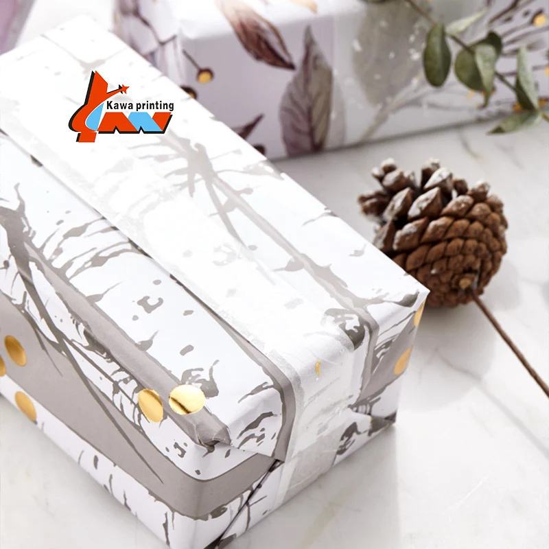 Wholesale Pink Patterns Printed Thick Brown Gift Wrapping Kraft Paper Roll