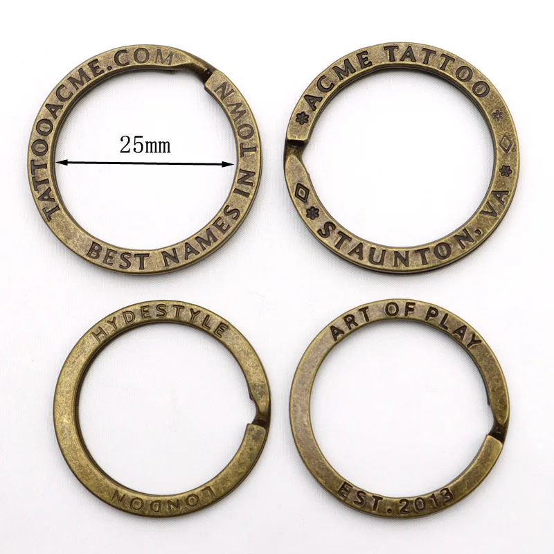 Key ring Supplier 30mm Metal split ring Flat Key chain ring Custom Engraved logo Key ring for key chain and craft