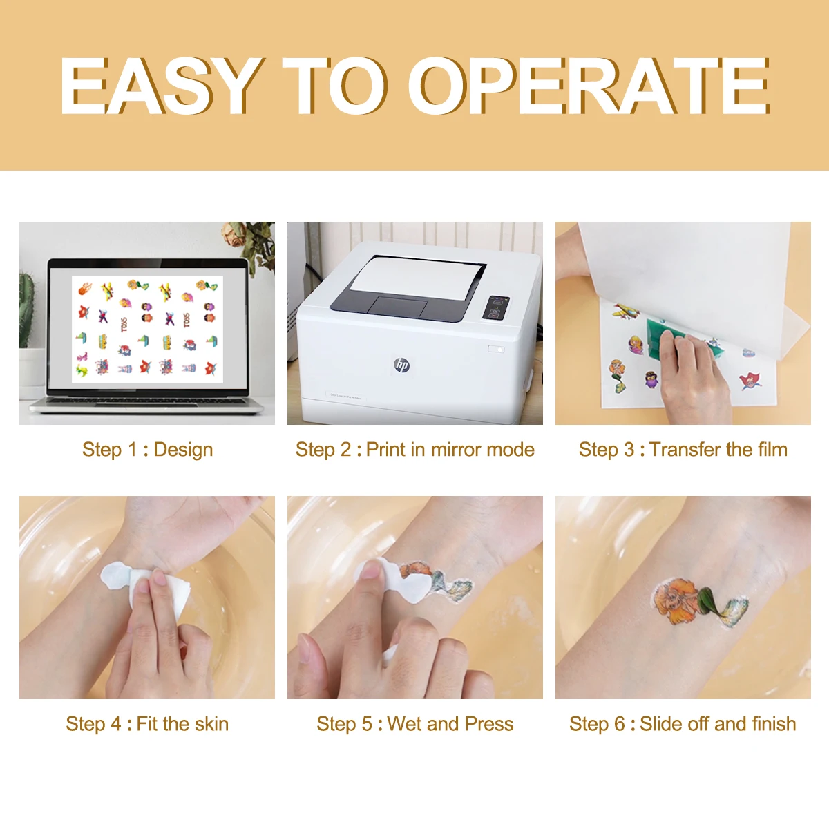 Fast delivery Easy to transfer DIY tattoo paper water transfer for laser printer for body