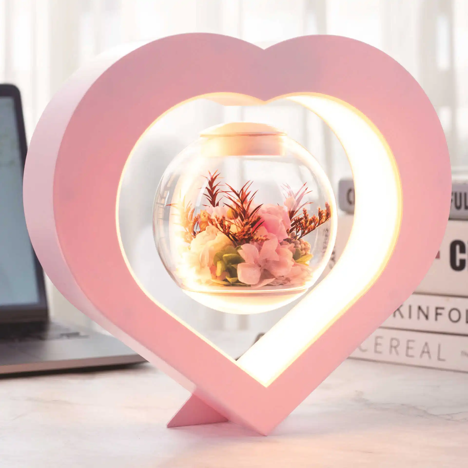 Levitating Preserved Flower Lamp Rotating Eternal Roses Night Lights Ornament Magnetic Levitation Immortal Flower Lamp For Gifts