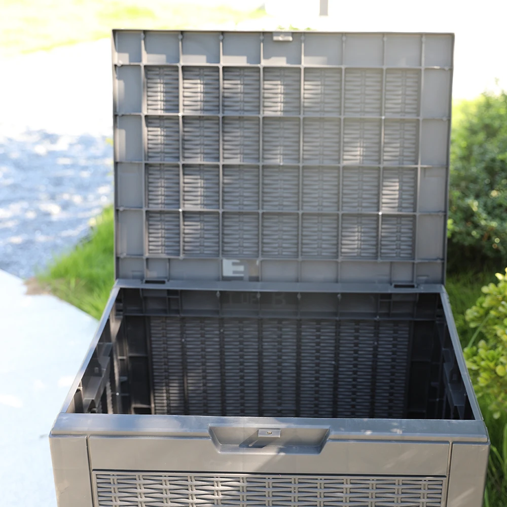 Garden 118L weatherproof rattan effect lockable storage box outdoor