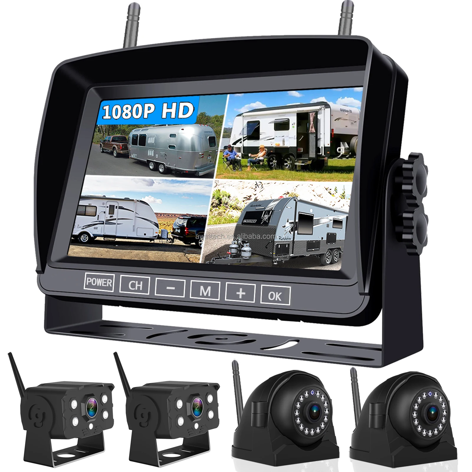 Лидер продаж 1080P Ahd CCD резервная камера и 7-дюймовый квадроцикл записи монитор ночного видения с видеорегистратором 9 дюймов IPS комплект