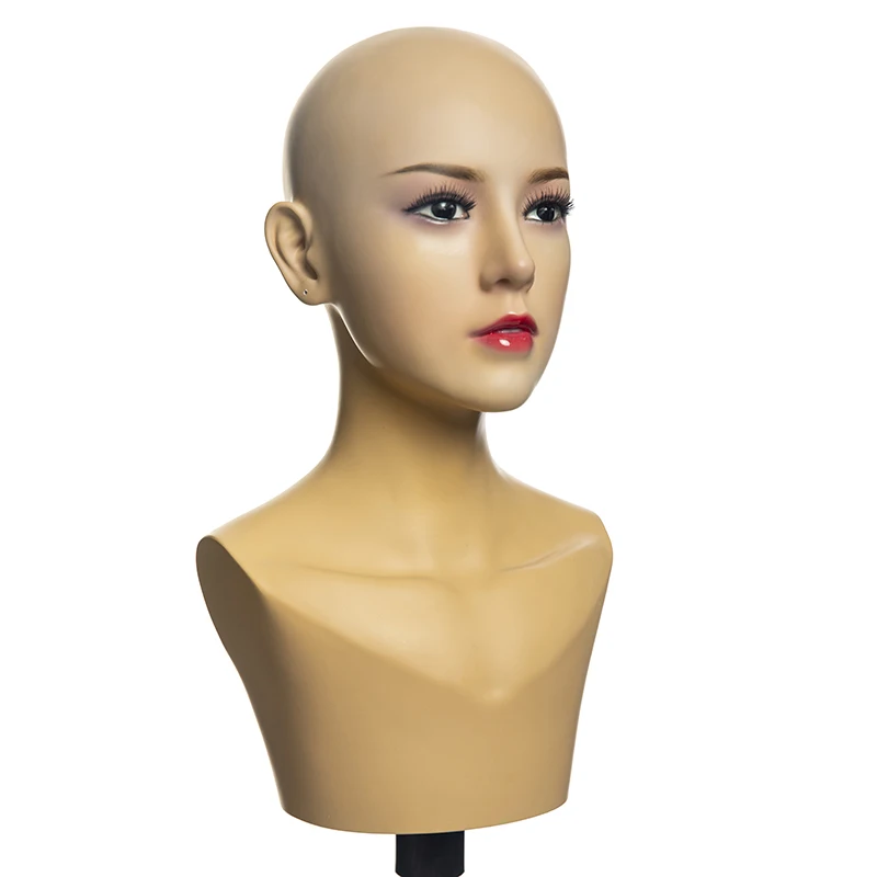 H21 Female Mannequin Head Custom Asian Face Makeup Realistic Mannequin Head For Display