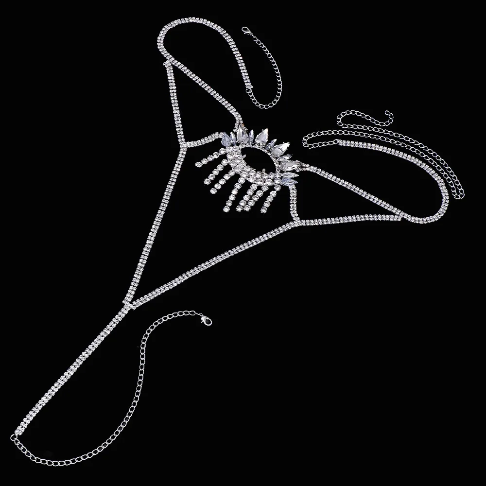 Fashion Geometric Briefs Panties Women Rhinestone Club Dance Sexy Bikini Jewelry Accessories Panty Crystal Body Chain Rave Gifts