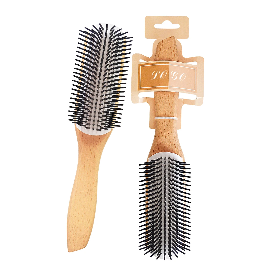 Good Sale 9 Row for Detangling Styling and Smoothing Hair Brush Original Styler Denman Brush Bamboo Hair Brush
