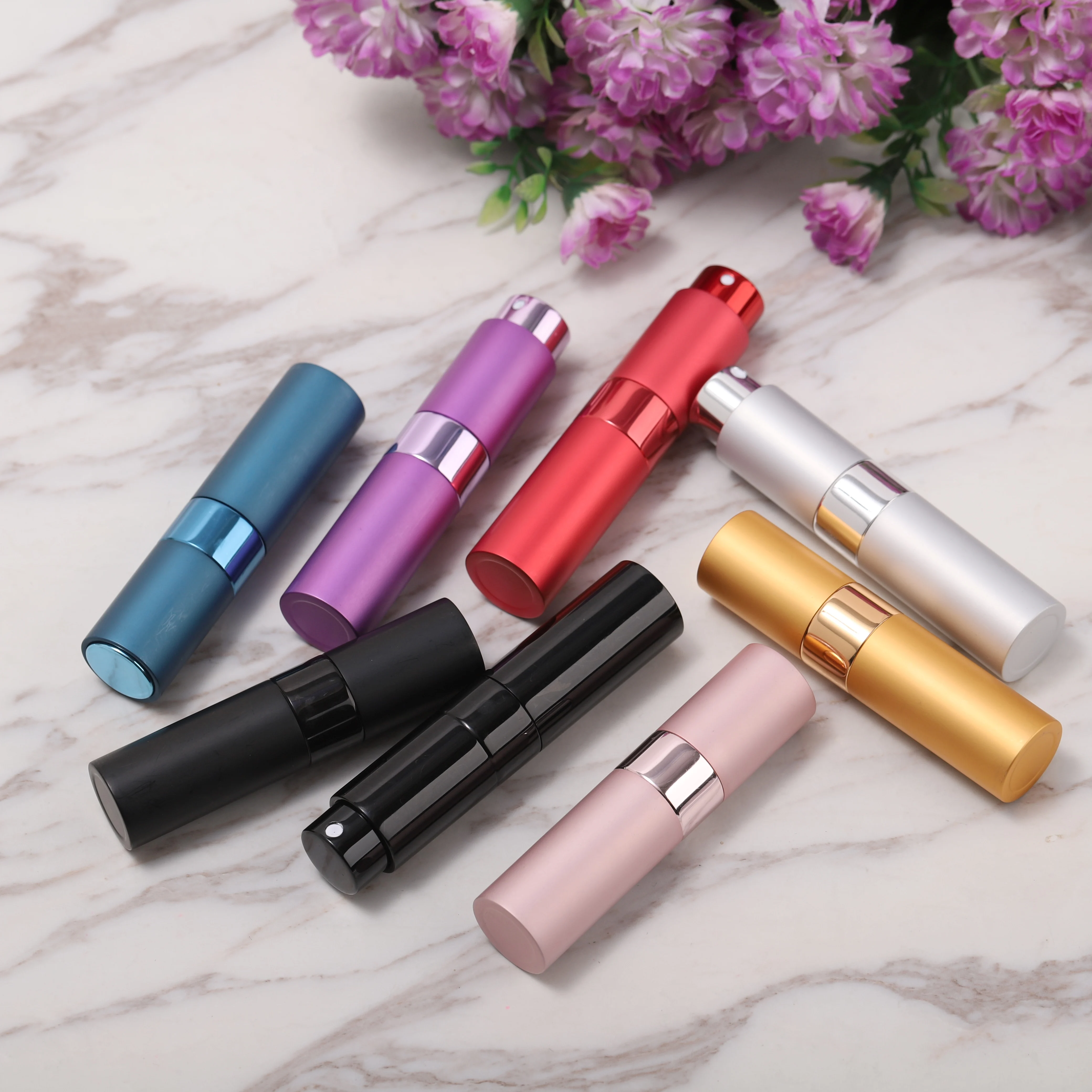 Quality Assurance 8ml Glass Cylinder Pump Sprayer Bottle Luxury Perfume Bottle Screen Printing Surface Handling Personal Care