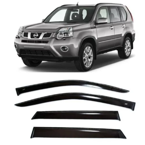 Black Window Door Visor For Nissan xtrail t312010 2007-2015  Accessories  Rain shield  Wind Deflector