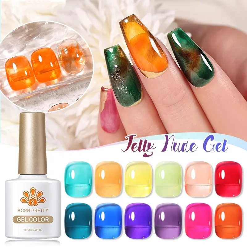 BORN PRETTY New 74 Colors Jelly Nude Translucent Gel Polish Collection Set Non Toxic Vegan Odorless Gel Nails Polish Uv Gel Kit