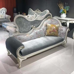 MO LAN European style  Chaise longue Neoclassical beauty bed  American princess cloth deck chair Lazy solid wood concubine sofa