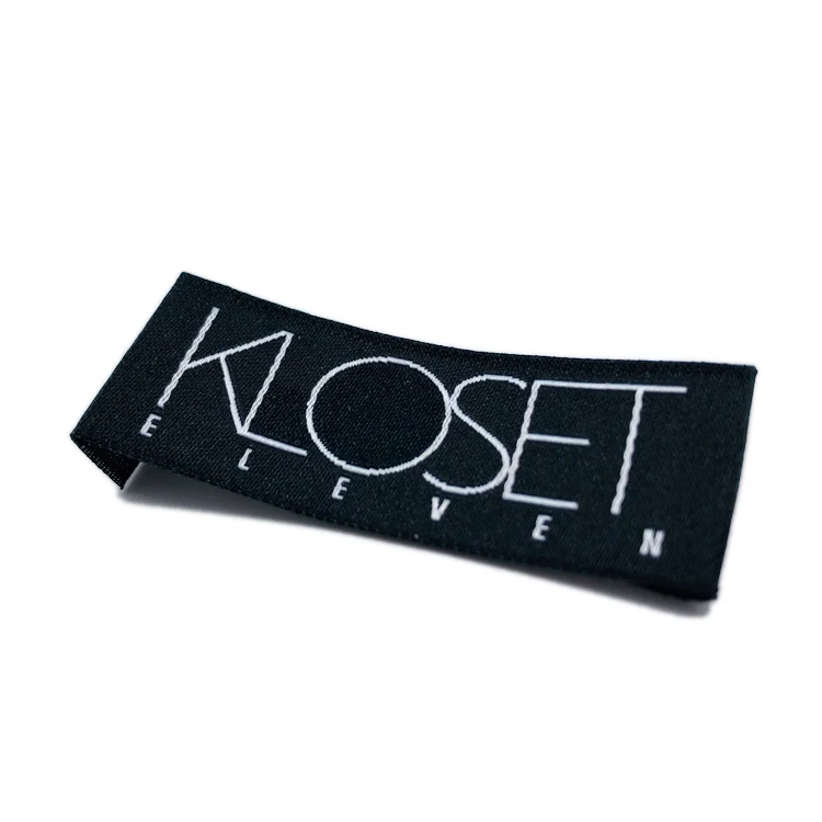 End Fold Labels Custom Weaving Brand Name Logo 100% Polyester Damask Woven Labels for Garments Etiquette Textile Personalize