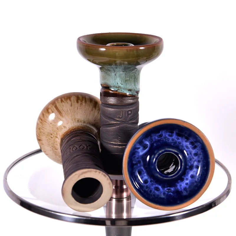 Wholesale Customized Smoking Accessories Ceramic Long handle tobacco pot Shisha Hookah Bowl