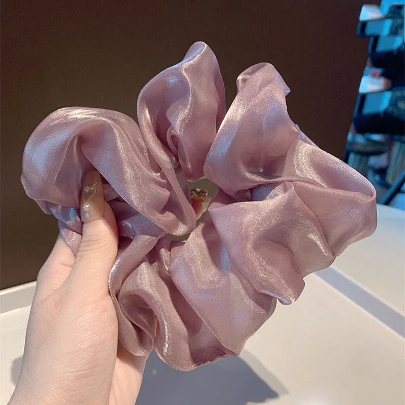 Fashion Summer Purple Polka Dot Mesh Women Hair Tie Elegant Shiny Lace Hair Scrunchies Girls Hair Accessories