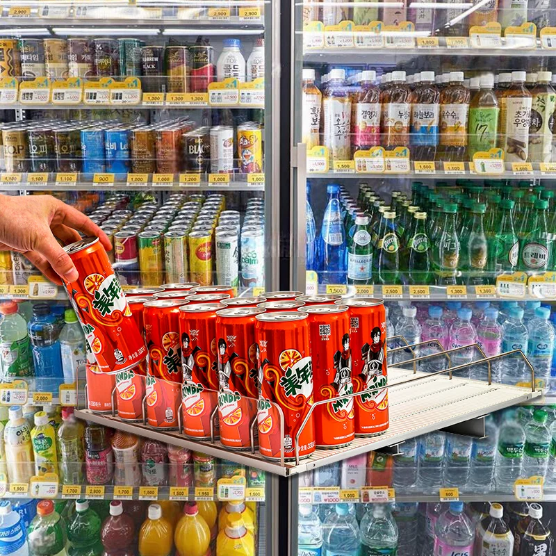 Smart Beverage Bottle Shelf Dispenser - Glide System Automatic Drink Pusher Beverage Gravity Roller Shelf