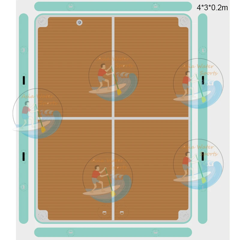 Non slip teak EVA dock floats inflatable water play swimming yacht boating island equipment floating dock platform