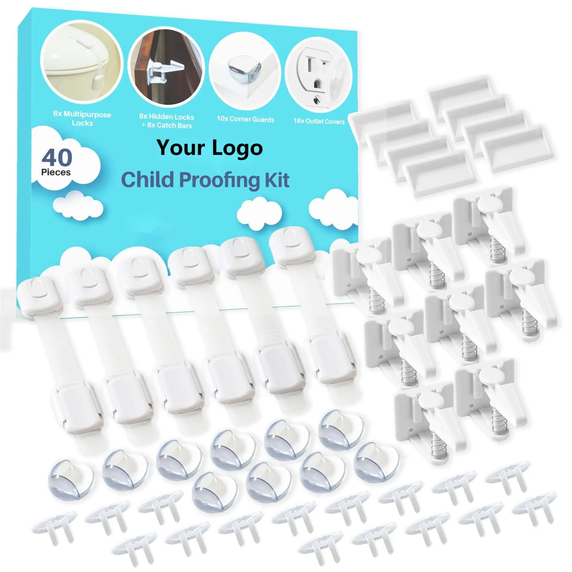 Child Proofing Kit (40 Pcs)Multi-Use Baby Safety Lock Child Adjustable Strap Baby Safety Locks Set For Fridge Cabinets Drawers