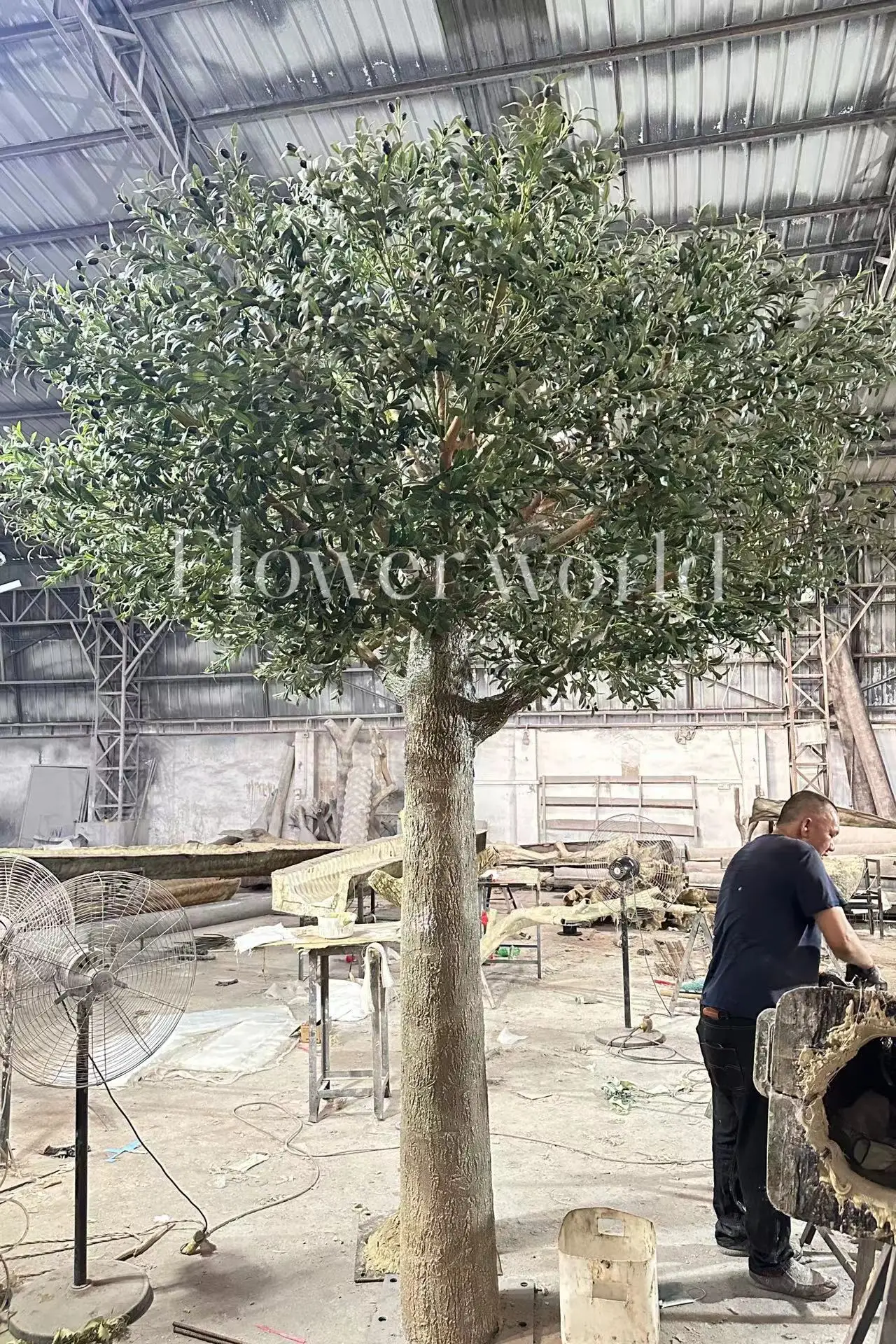 Custom High Simulation Hotel Decoration Bespoken Evergreen Giant 10ft Mediterranean Artificial Big Olive Tree With Faux Fruit