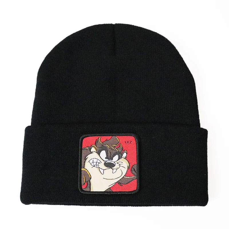 Fashion Animal Anime Beanie Embroidery Patch Cartoon Daffy Duck Warm Knitted Hat Winter Acrylic Skull Beanie Hats Custom Logo