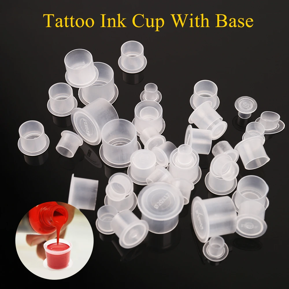 1000pcs S/M2/M1/L/XL Disposable Tattoo Permanent Pigment Plastic Tattoo Holder Ink Cups