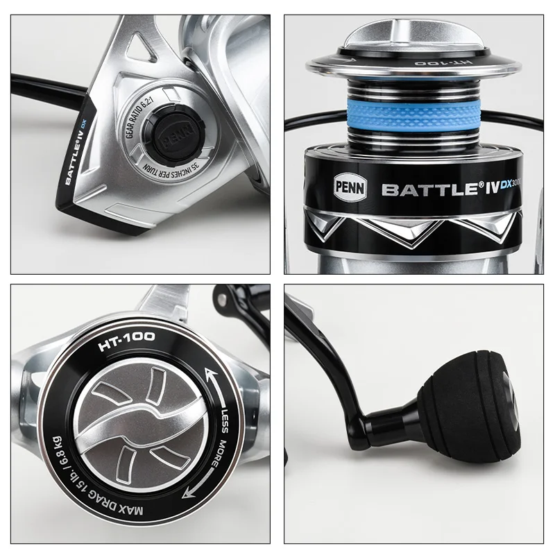 100% Original PENN Battle BTL IV 3000 - 8000DX Full Metal Body Spinning Fishing Reel 5+1BB Sealed Design HT-100 Saltwater Reel