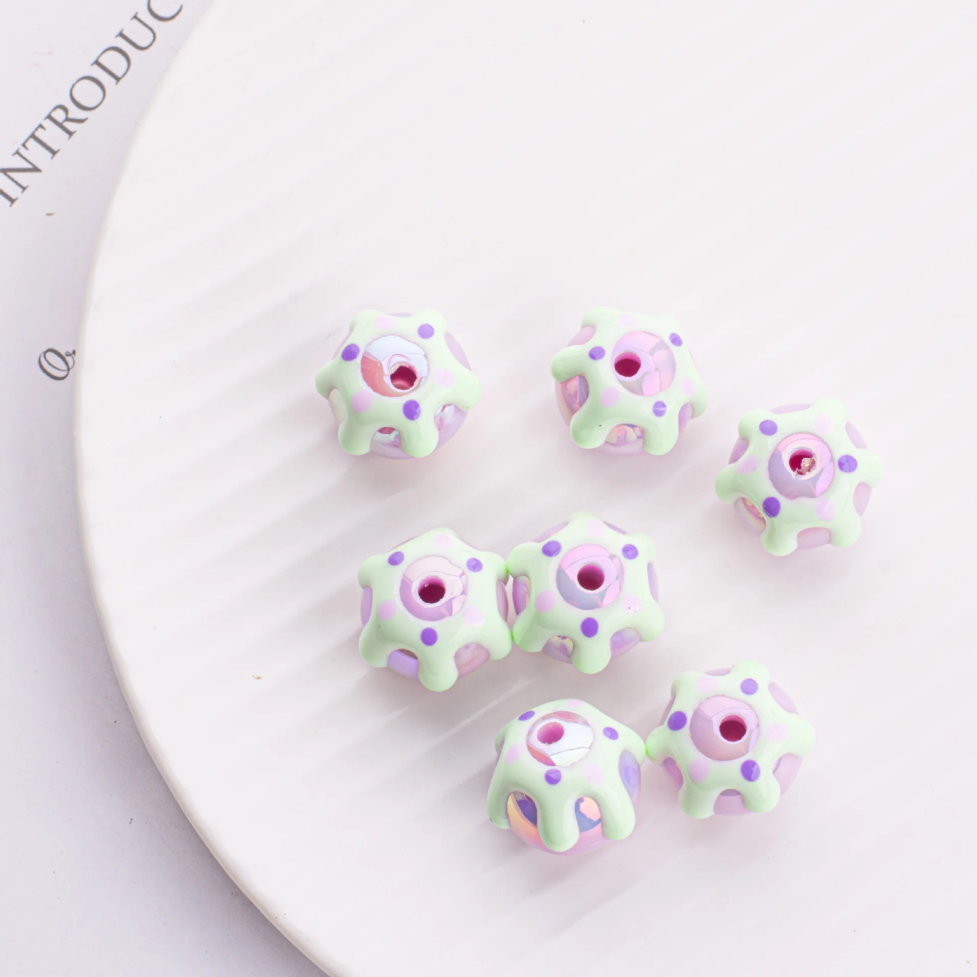 JC New design hand painted round beads 16mm manual drawing kawaii hand painted beads for jewelry making