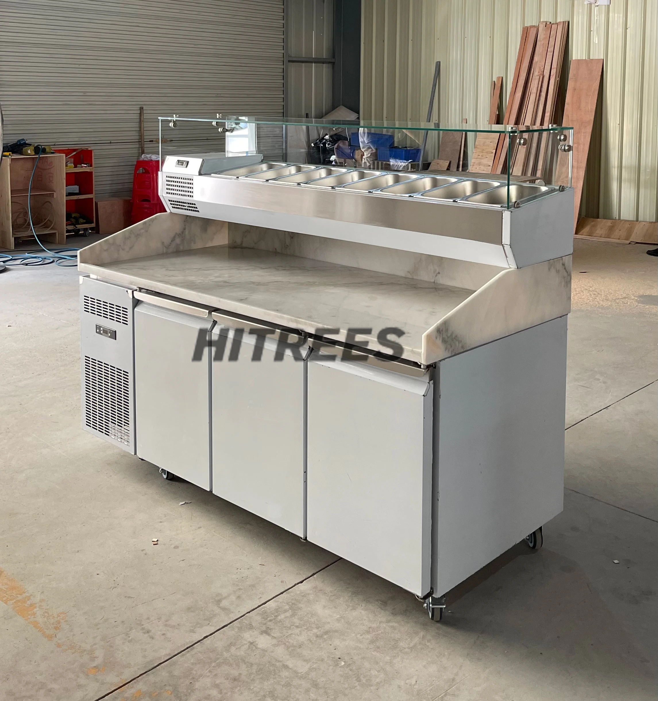 Refrigerated Pizza Making Machine Pizza Counter Display Refrigerator for Pizza Prep Table /Topping Bar