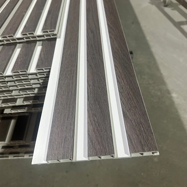 SONSILL Interior Wall or Ceiling Decoration Wooden Grain Wall Decor PVC WPC Fluted Wall Panels for Decoration