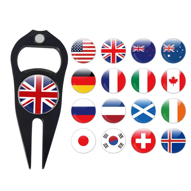 Wholesale Custom Metal National Flag Golf Ball Marker Flags Golf Ball Stamper