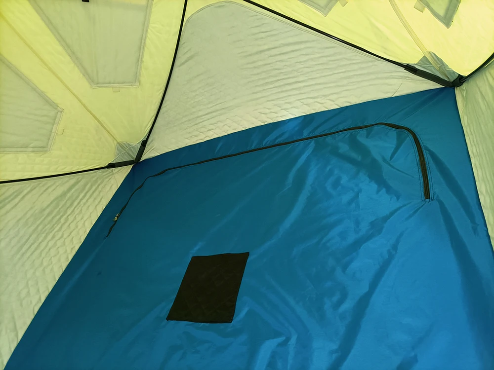 Палатка для зимней подледной рыбалки на 3 человек, изолированная Водонепроницаемая Переносная навес для подледной рыбалки, полиэфир 420D с теплым хлопком 150 г