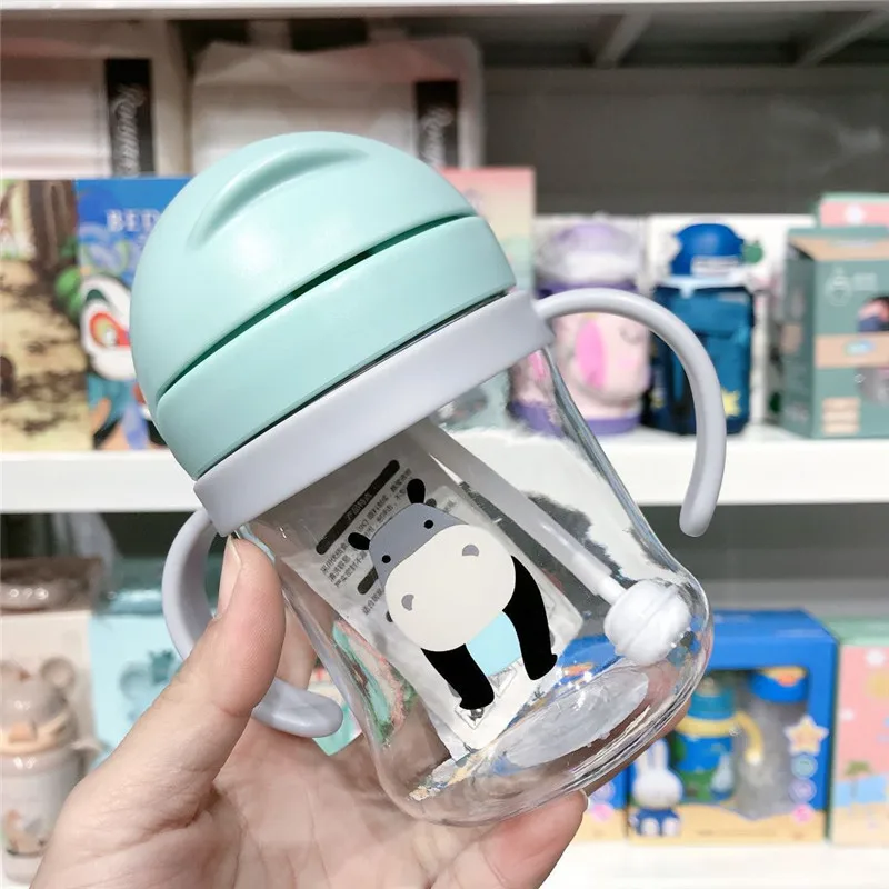 250ml cartoon Silicone Feeding Bottle baby Drinking Milk PP Non-spill Portable sippy cup wholesale