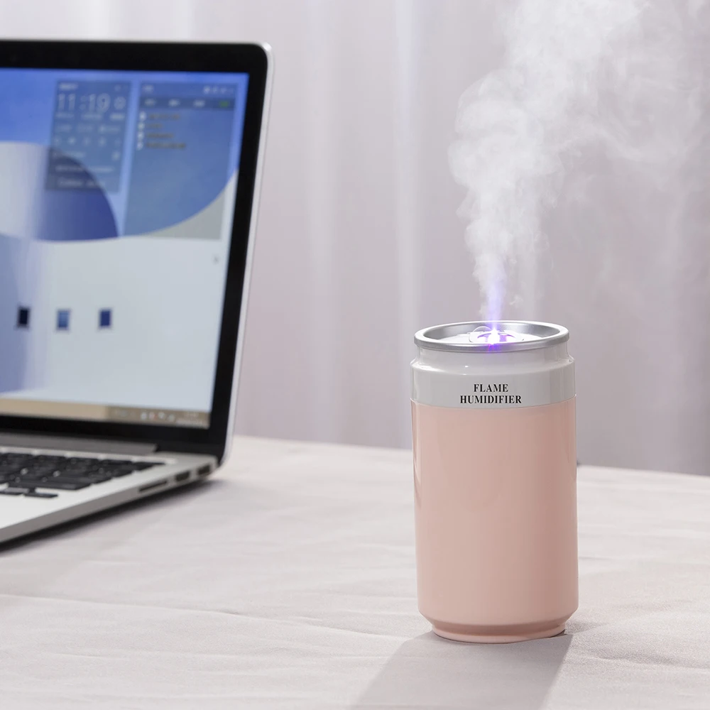 2021 new 260ML car flame humidifier diffuser mini home office USB with fan with LED light h2O essential oil ultrasonic sprayer