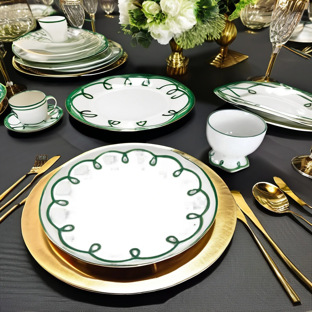 Hand Painted Lace Design Ceramic Tableware Hollow Cake Dessert Dish Porcelain Fruit Dinner Plate for Daily Use