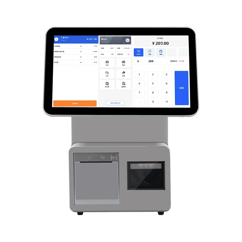 15.6 inch touch screen software hardware all in one Billing Terminal Self Order kiosk Cash Register Pos with Printer Scanner