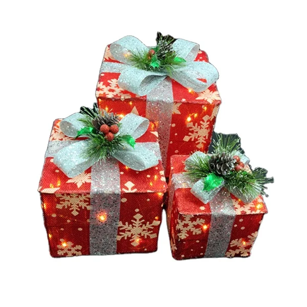 Wedding Holiday Garden Acrylic Crystal Decorative Light Gift Box LED Three-piece Set