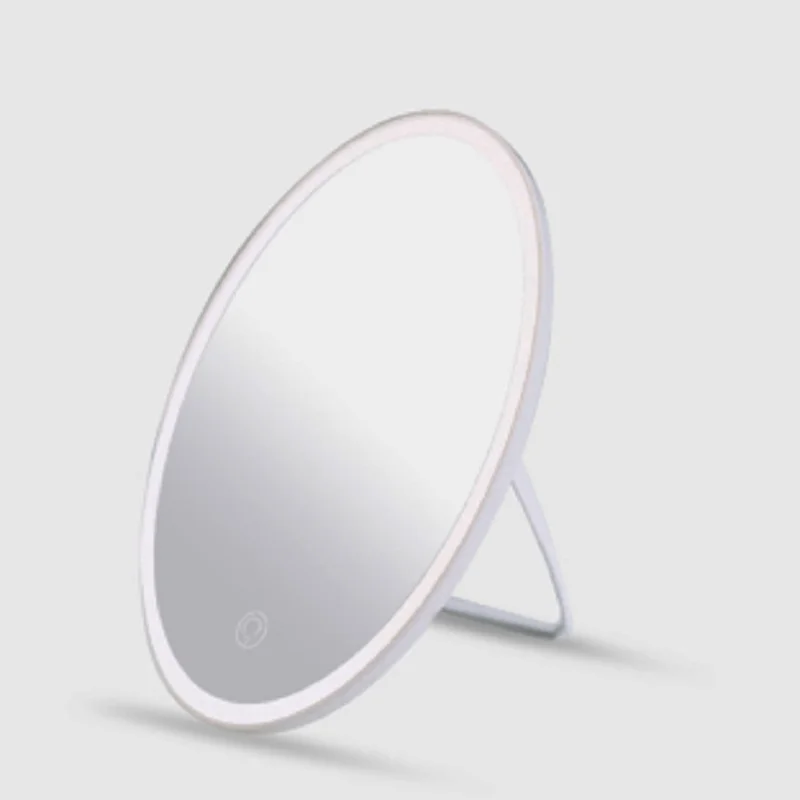 Умное красивое домашнее зеркало для макияжа, снятый складной серебряный столик для туалетного столика со светодиодной подсветкой, настольное светодиодное зеркало для макияжа