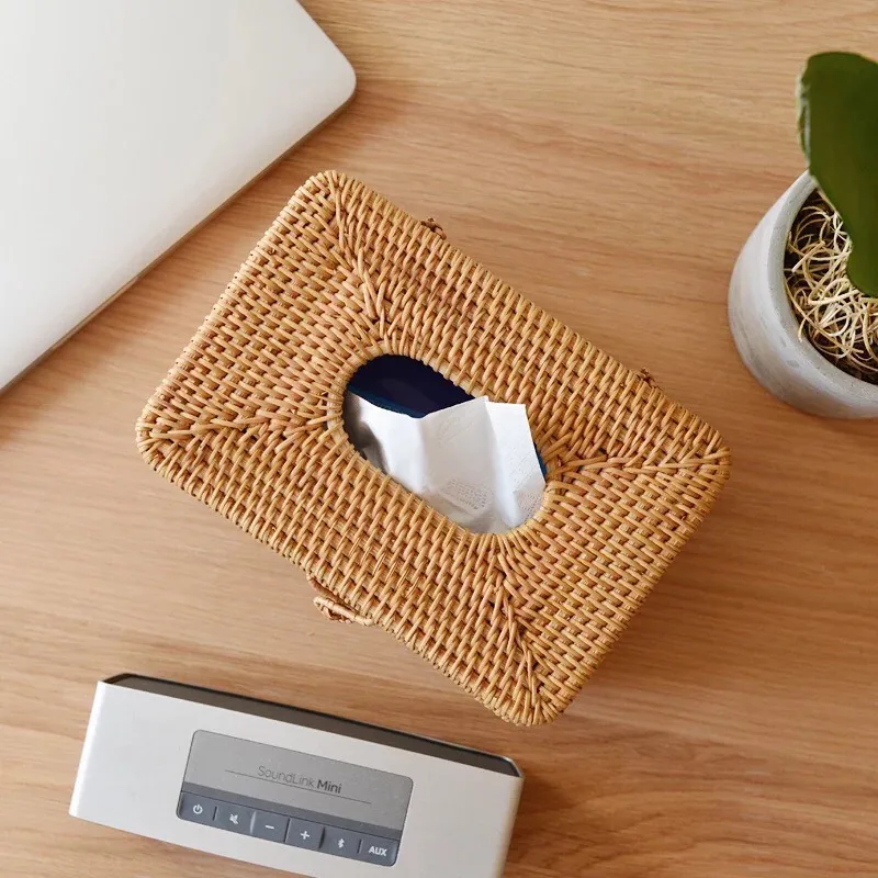 Плетеная вручную соломенная волоконная ротанговая коробка для салфеток аксессуары украшения стола