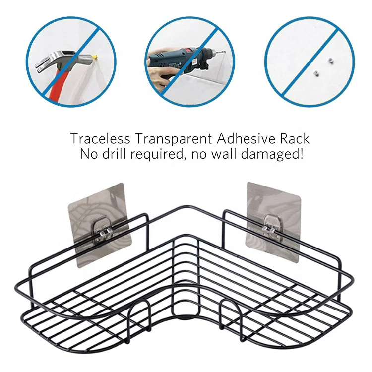 Guangdong HELI SUS 304 Stainless Steel Bathroom basket hanging shelf corner adhesive shower caddy Bathroom basket