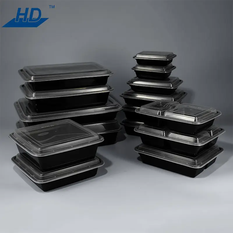 Disposable Plastic Meal Box Take Away Bento Lunch Box Disposable Restaurant Food Containers Bento Box With Compartments Divides