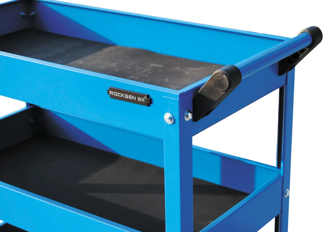 E318204  Garage Storage Utility Cart Rolling 3 Tier Book Trolley Metal Steel Tool Cart with Handles and Wheels