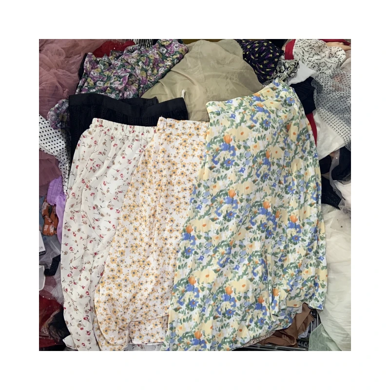 Wholesale factory used hot sale comfortable long summer  A-Link high waist silk skirt casual clothing for lady