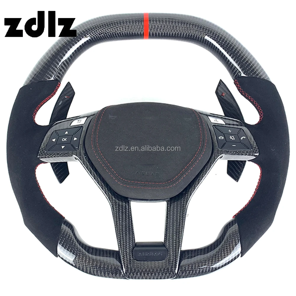 For Mercedes Benz W204 C63 W212 W218 W207 W172 W205 W222 W221 W223 C Class Custom Carbon Fiber Steering Wheel with Shift Paddles