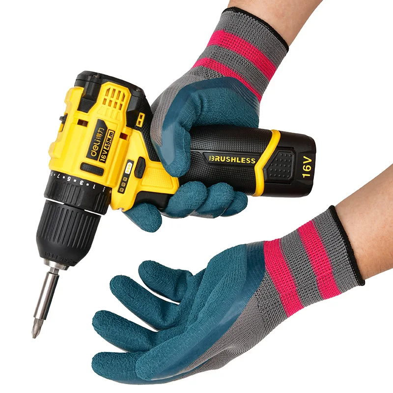 100% Natural Rubber Latex Gloves XL Work Gloves Safety Waterproof Anti-Slip Comfortable Protection EN388 General Purpose A