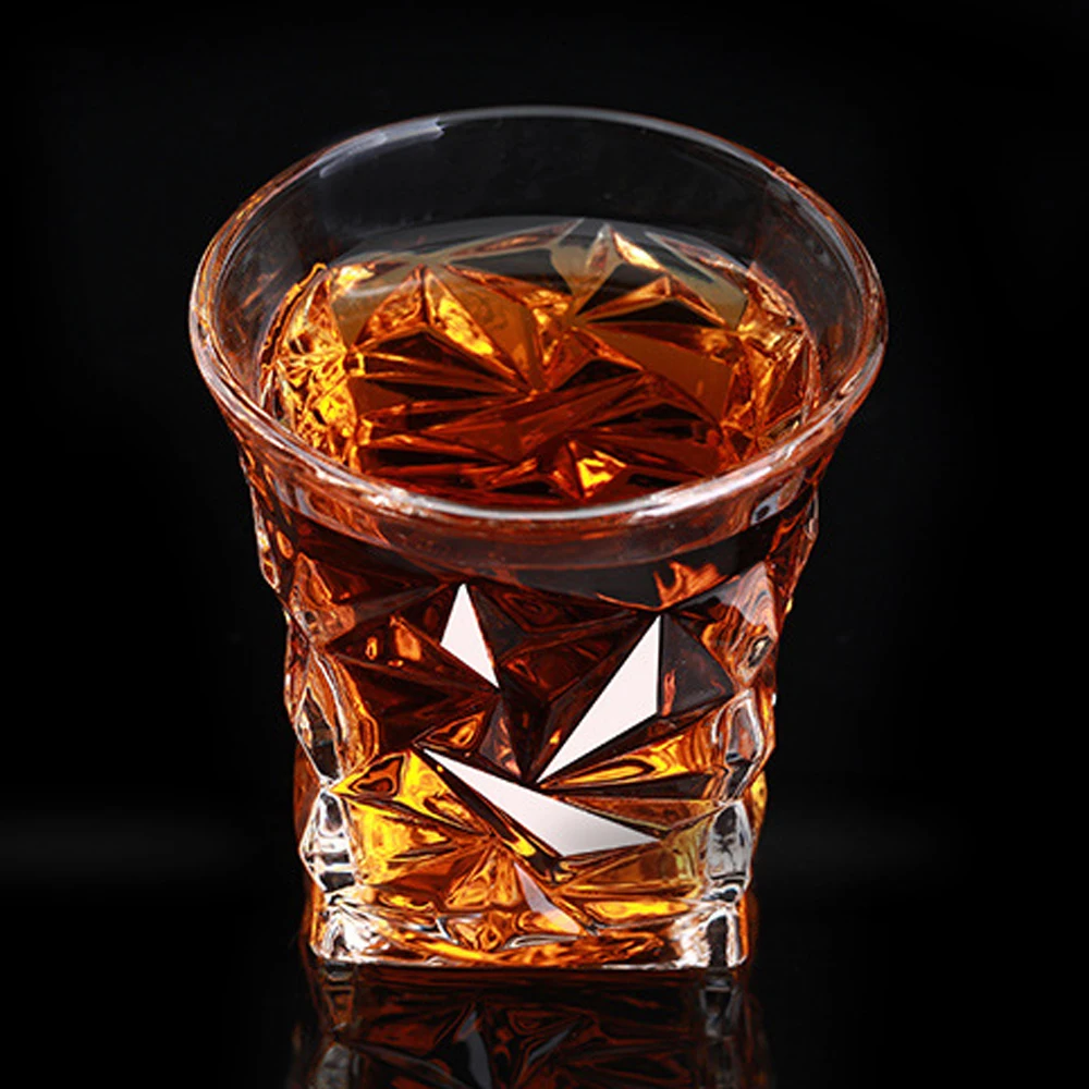 Crystal Old Fashioned Whiskey Glasses Carton Shot Glass Stainless Steel Unique Glass  Vintage Party Custom Gift  Set Glass