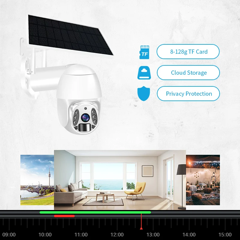 VESAFE Low Power Outdoor Wifi 4MP 2K Wifi Solar Ptz Camera With 4g Sim Card Security System