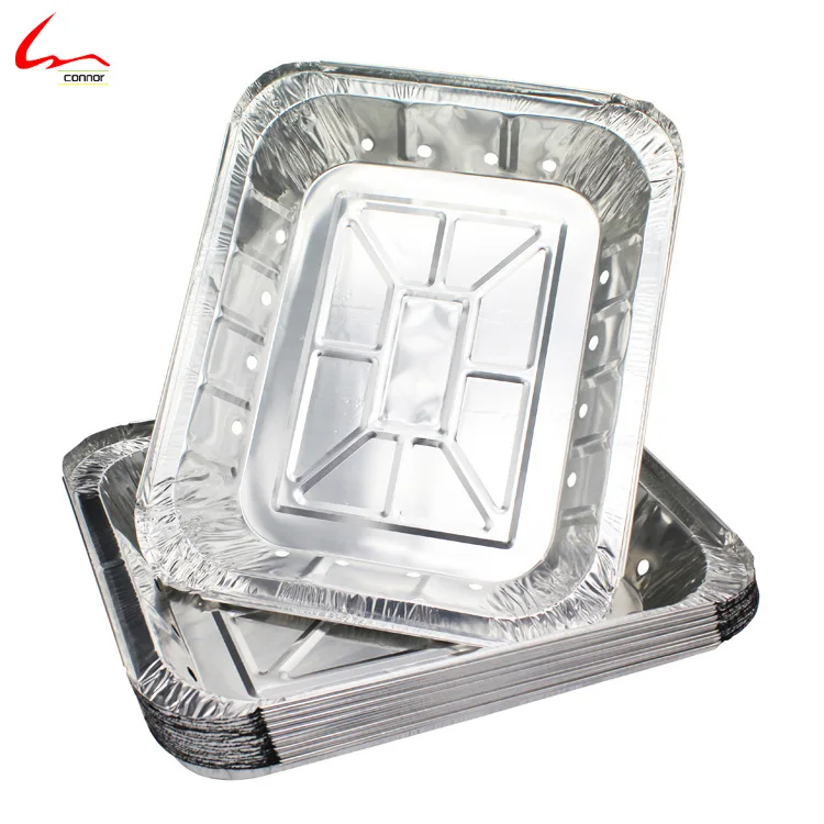 Heavy Duty Aluminum Foil Half size Container with holes for instant grill tray BBQ tray