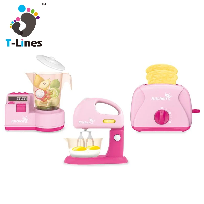 Chef Set Pretend Play Toy Happy Kitchen Toys Cooking Set Pink Mini Bread Maker Juicers Hand Mixer For kids