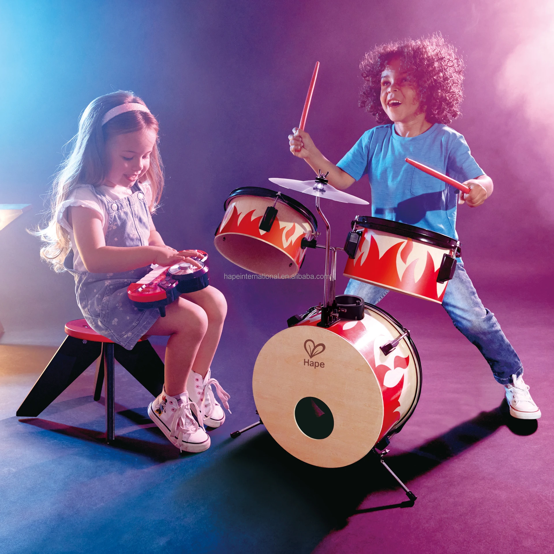 Hape Baby Music Beat Drum Hand Instrument Toy Multi-Function Portable Musical Instruments Keyboard Drum Toy