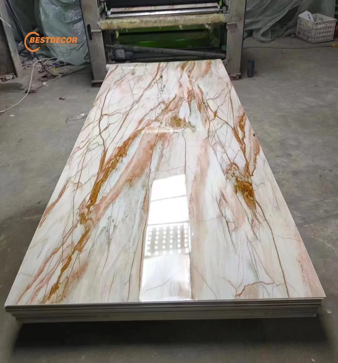 New Design Marble Patterned Fire Resistant Board PVC UV Marble Sheet for Indoor PVC Marble Wall Board