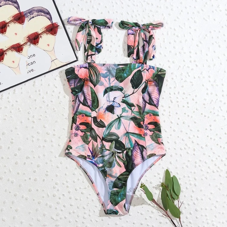 2022 Fashion Swim Wear Floral Design Sexy Bandeau Bikinis Two Piece Woman Swimwear