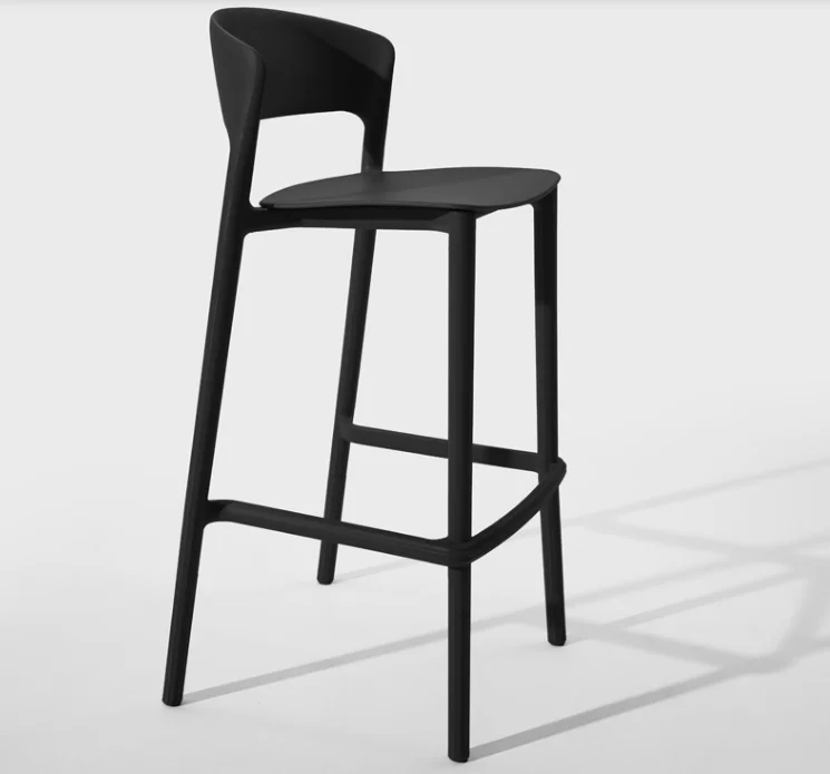 Plastic Outdoor Black White Kitchen Counter height bar stools Chair for Kitchen Modern