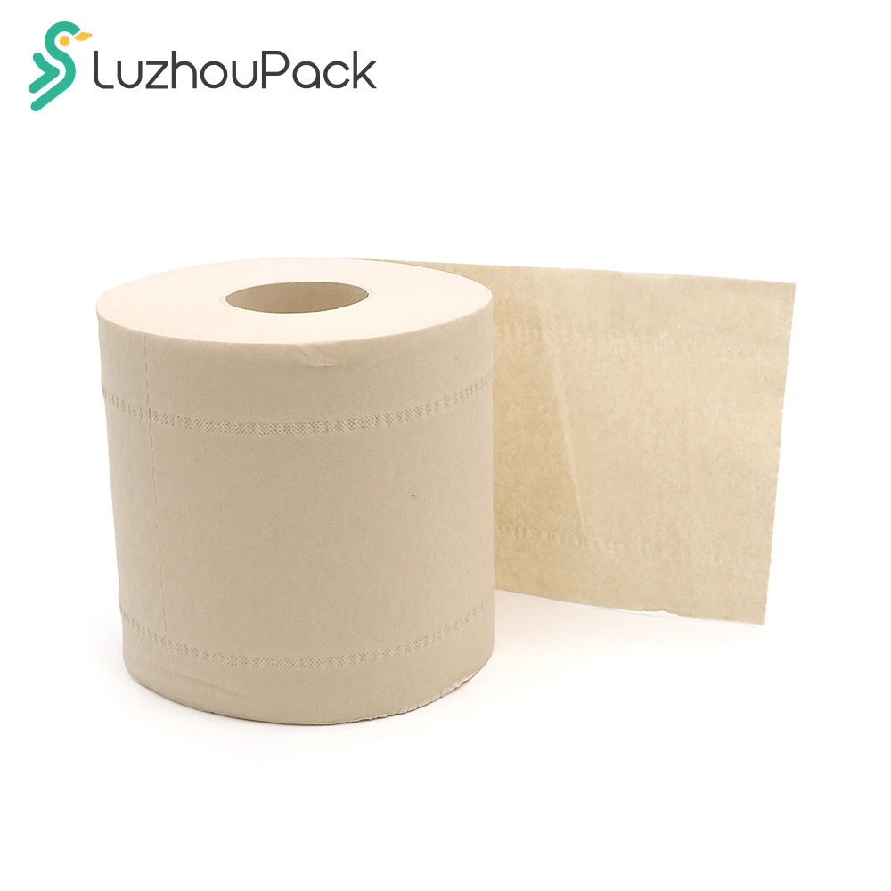 LuzhouPack ECRU OEM Bathroom Toilet Paper Tissue 166g 3ply Unbleached 100% Virgin Organic Bamboo Tissue Toilet Rolling Paper